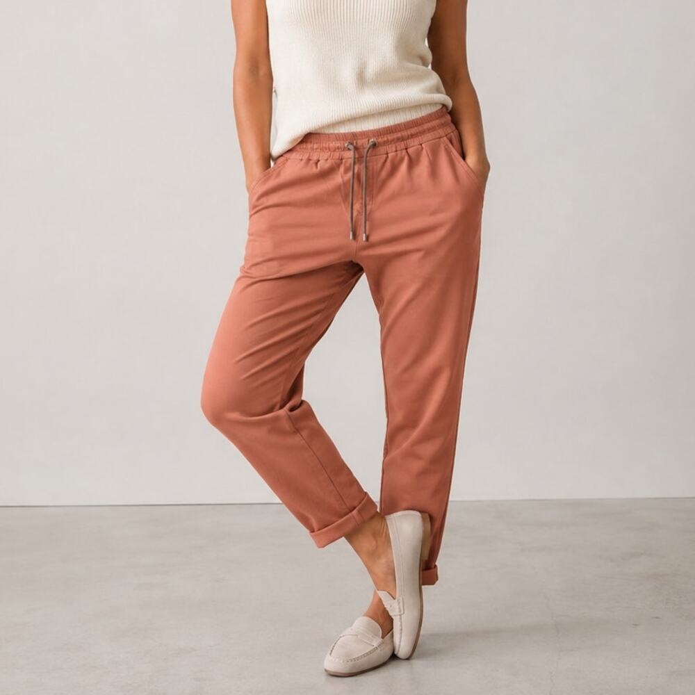 Brunello Cucinelli Orange Cotton Blend Jogger Pants Womens L